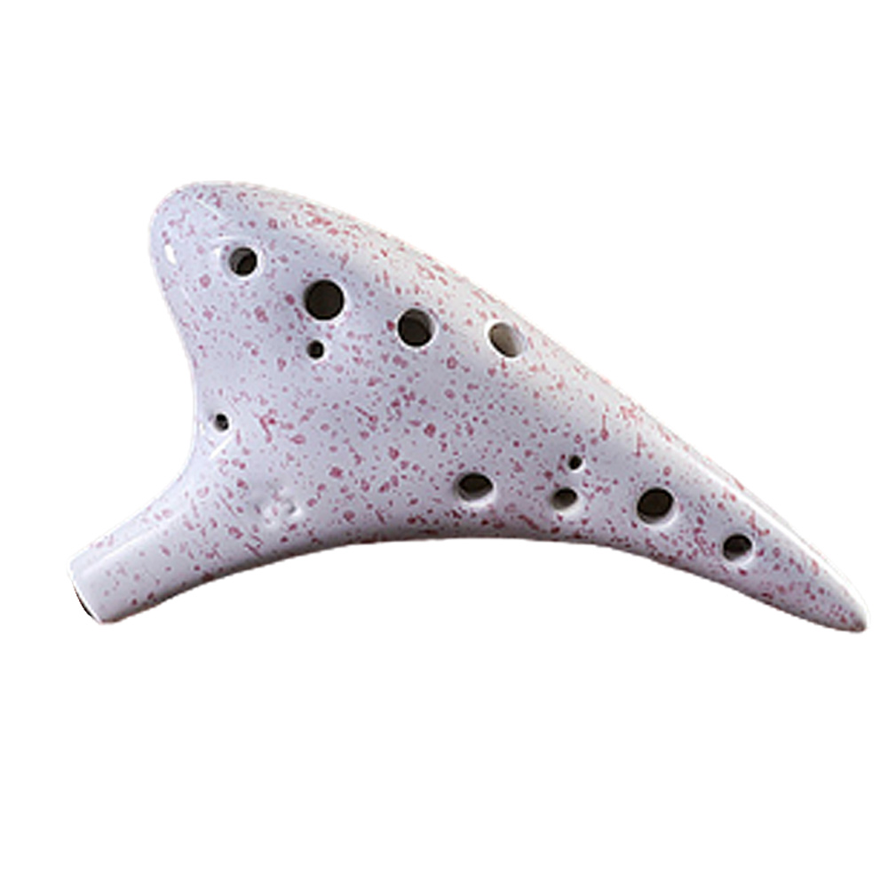 12 Hole Ocarina Graceful Shape Pottery Ocarina in Alto C ,Speckle Ocarina, beginner learning, Christmas gift - red